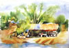 "Dragon River Shore" framed 22"x30" $315 - giclee' prints available